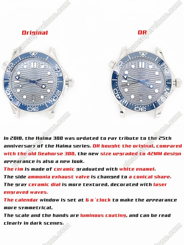 Omega super clone watch compare the difference between the genuine OR Factory gray Seamaster 210.30.42 Mechanical Men
2