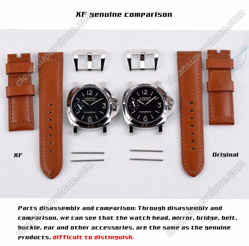 Panerai super clone watch compare the difference between the genuine XF Factory Luminor PAM00111 Mechanical Men
2