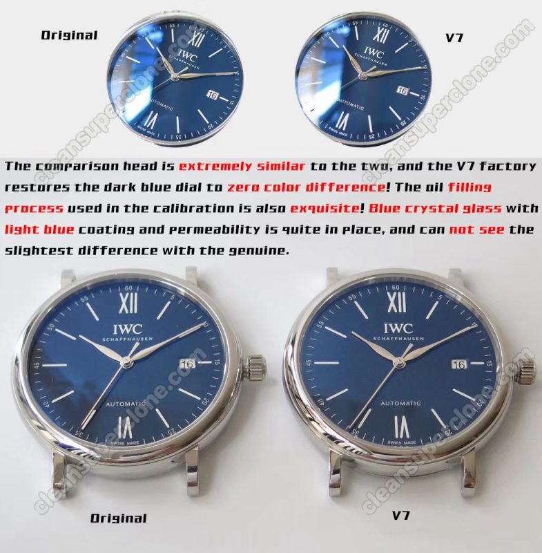 IWC super clone watch compare the difference between the genuine V7 Factory Portofino IW356518 Mechanical Men
2