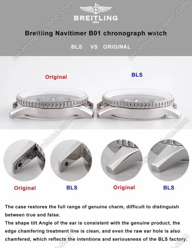 Breitling super clone watch compare the difference between the genuine BLS Factory Navitimer black AB012012 Mechanical Men
3