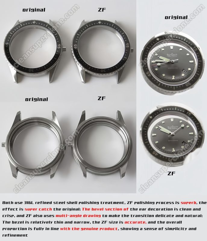 5000 1:1 replica watch and the genuine what is the difference ZF Factory Blancpain gray Fifty Fathoms Mechanical Men
3