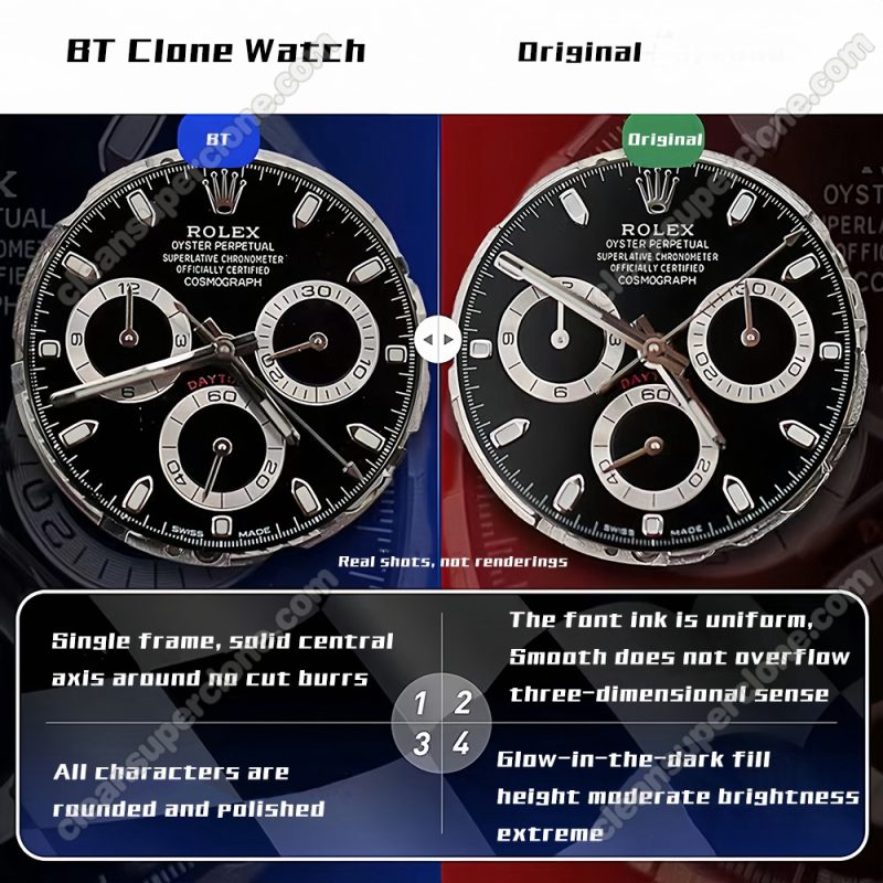 116500 1:1 replica watch and the genuine what is the difference BT Factory white Rolex Daytona Mechanical Men
3