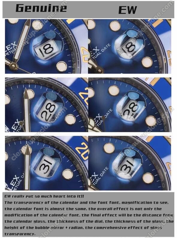 Rolex super clone watch compare the difference between the genuine EW Factory Submariner blue 126613 Mechanical Men
3