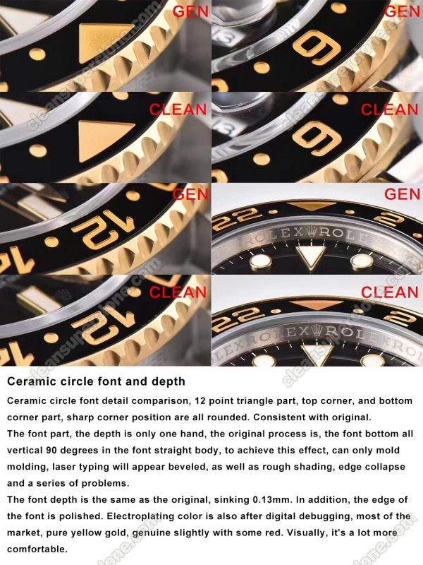 rolex super clone watch compare the difference between the genuine Clean Factory Gmt-master ll 116713 Mechanical Men
3