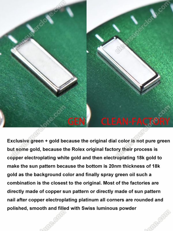 rolex super clone watch compare the difference between the genuine Clean Factory green Submariner 116610 Mechanical Men
3