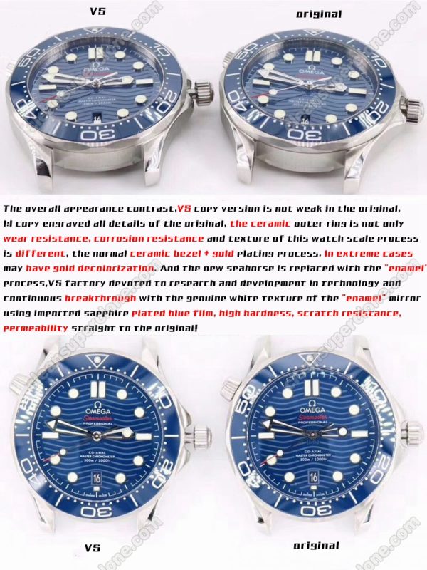 210.30.42 1:1 replica watch and the genuine what is the difference VS Factory blue Omega Seamaster Mechanical Men
3