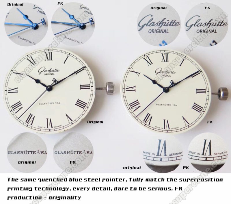 Glashütte super clone watch compare the difference between the genuine FK Factory white Senator 1-39-59 Mechanical Men
4