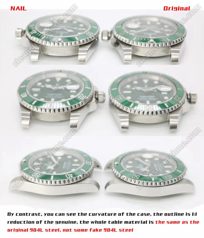 116610 1:1 replica watch and the genuine what is the difference NAIL Factory Rolex green Submariner Mechanical Men
4