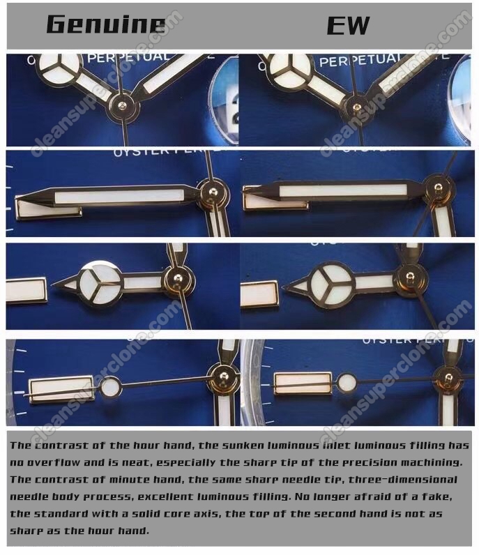 Rolex super clone watch compare the difference between the genuine EW Factory Submariner blue 126613 Mechanical Men
4