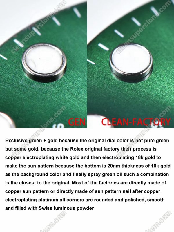 rolex super clone watch compare the difference between the genuine Clean Factory green Submariner 116610 Mechanical Men
4