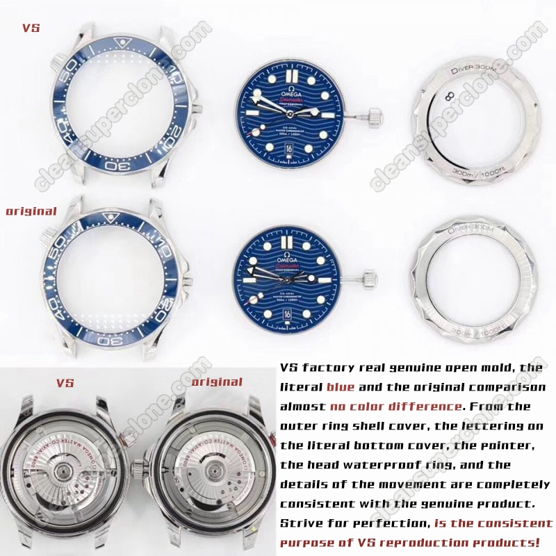 210.30.42 1:1 replica watch and the genuine what is the difference VS Factory blue Omega Seamaster Mechanical Men
4