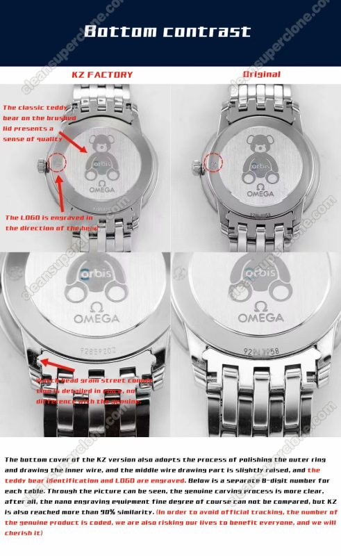 Omega super clone watch compare the difference between the genuine KZ Factory Deville 424.10.27 quartz Women
4