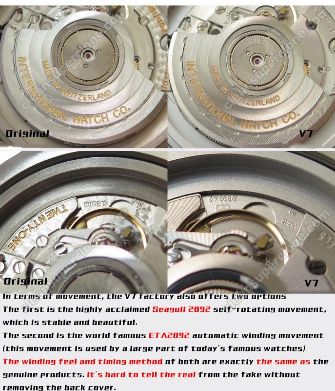 IWC super clone watch compare the difference between the genuine V7 Factory Portofino IW356518 Mechanical Men
4