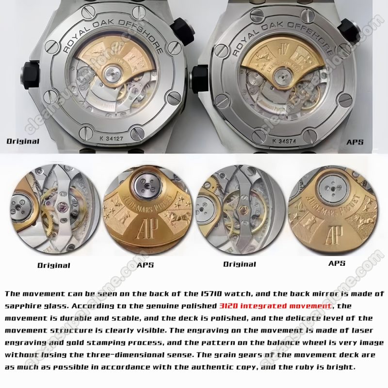 Royal Oak Offshore replica watch and the original What is the difference APS Factory Audemars Piguet black 15710 Mechanical Men
5