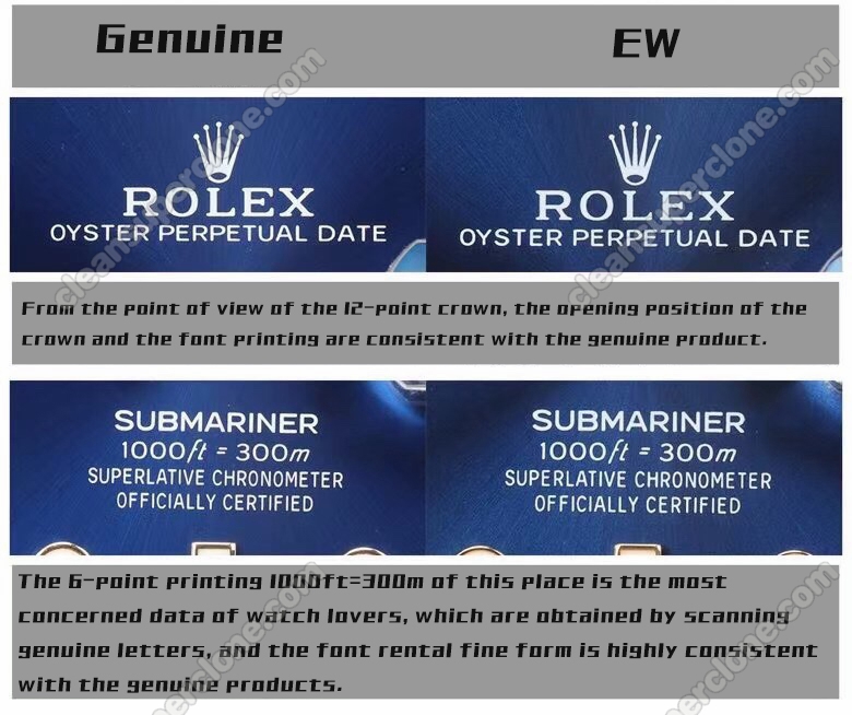 Rolex super clone watch compare the difference between the genuine EW Factory Submariner blue 126613 Mechanical Men
6