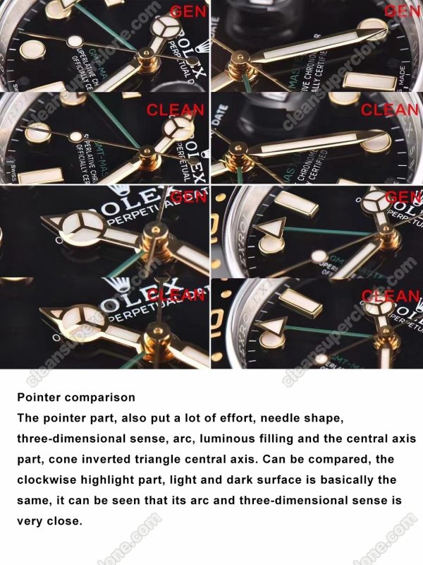 rolex super clone watch compare the difference between the genuine Clean Factory Gmt-master ll 116713 Mechanical Men
6