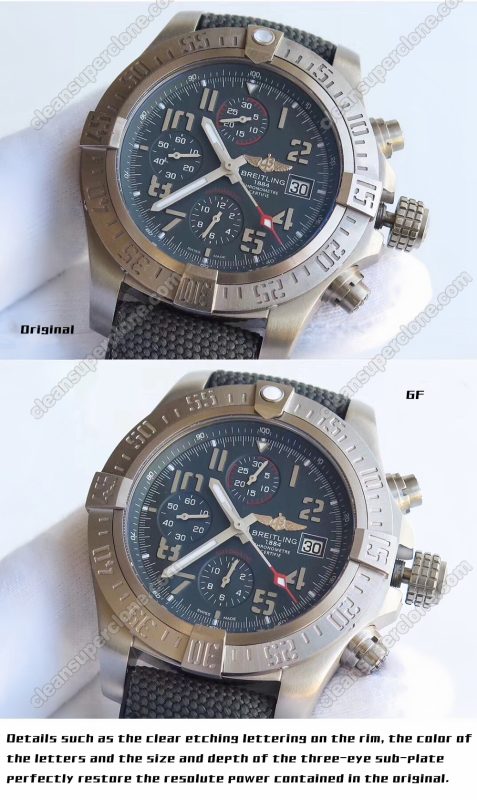 Breitling super clone watch compare the difference between the genuine GF Factory blue Avenger E1338310 Mechanical Men
6