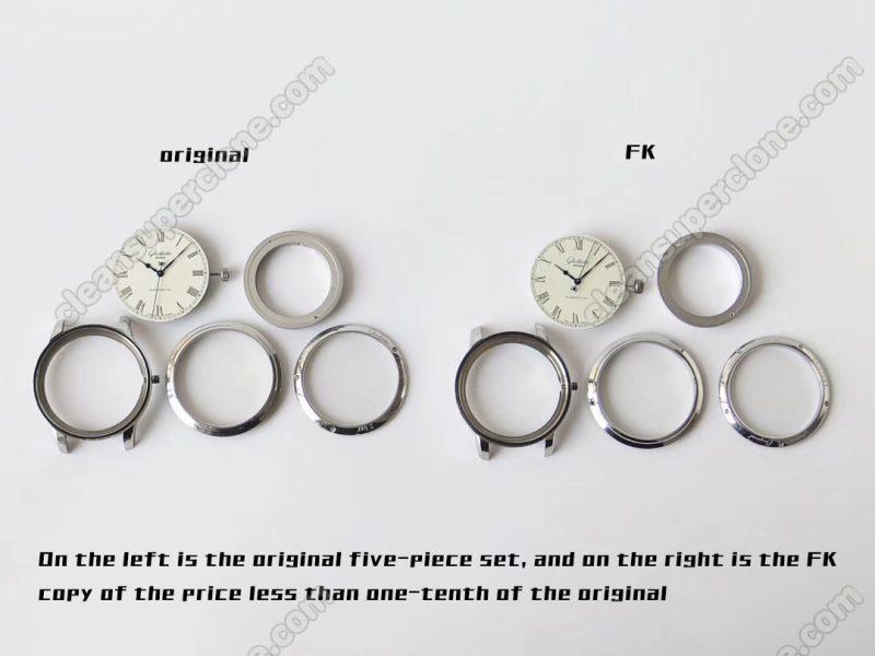 Glashütte super clone watch compare the difference between the genuine FK Factory white Senator 1-39-59 Mechanical Men
7