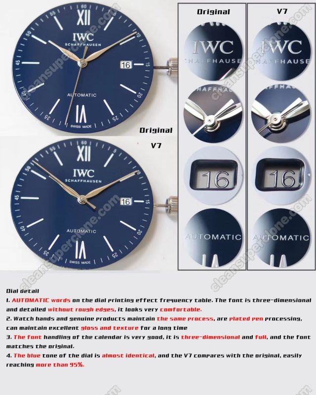 IWC super clone watch compare the difference between the genuine V7 Factory Portofino IW356518 Mechanical Men
7