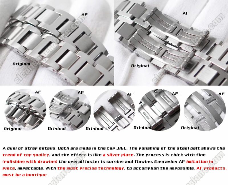 Cartier super clone watch compare the difference between the genuine AF Factory Ballon Bleu WSBB0068 Mechanical Women
8