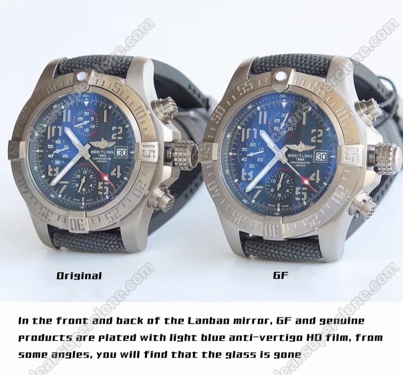 Breitling super clone watch compare the difference between the genuine GF Factory blue Avenger E1338310 Mechanical Men
