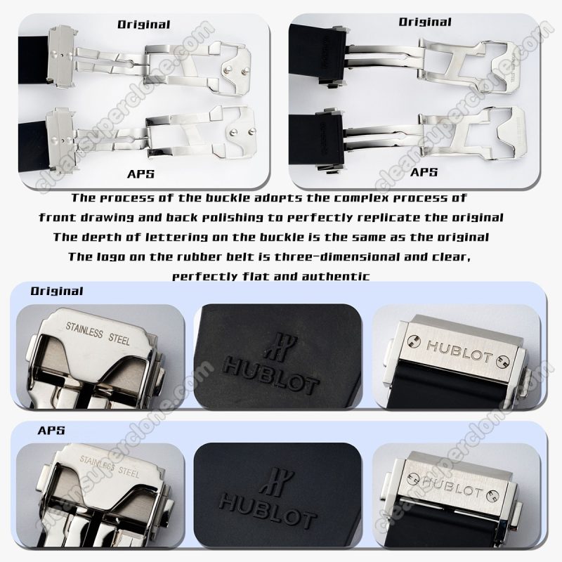 Hublot super clone watch compare the difference between the genuine APS Factory Classic Fusion 550.NS.1800 Mechanical Men
9