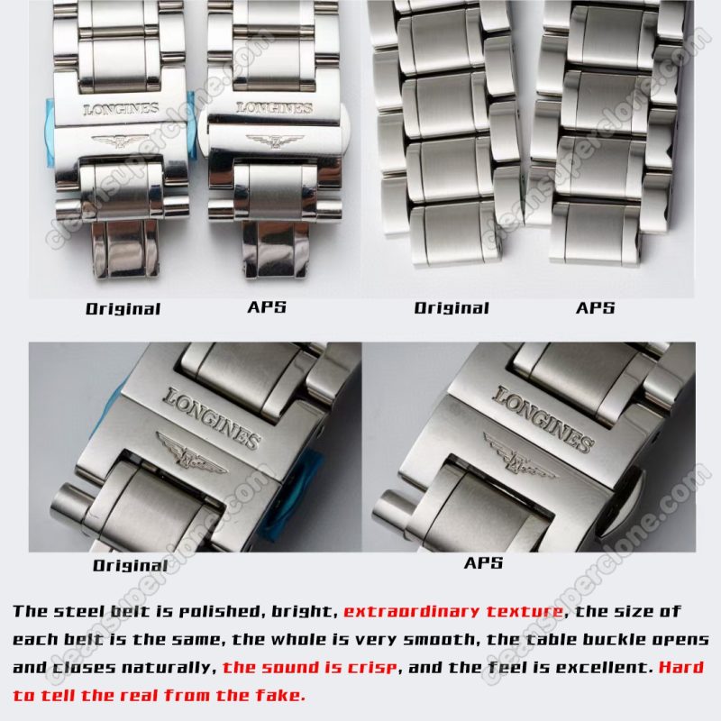 Longines super clone watch compare the difference between the genuine APS Factory Master Collection L2.909 Mechanical Men
9