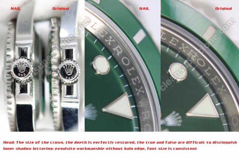 116610 1:1 replica watch and the genuine what is the difference NAIL Factory Rolex green Submariner Mechanical Men
9