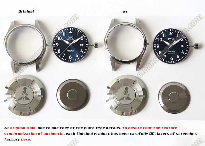 IWC super clone watch compare the difference between the genuine A+ Factory blue Pilots IW327010 Mechanical Men
9