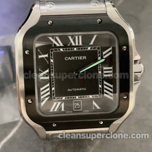 WSSA0037 1:1 Copy watch description and price BV Factory Cartier Santos black Mechanical men 9