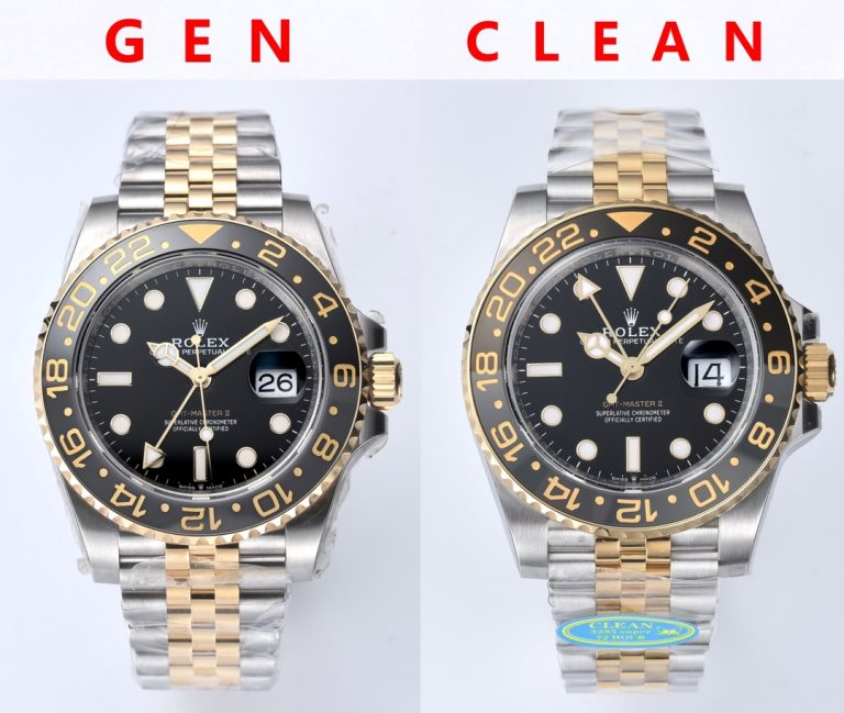 126713 1:1 replica watch and the genuine what is the difference Clean Factory Rolex black grey Gmt-master ll Mechanical Men