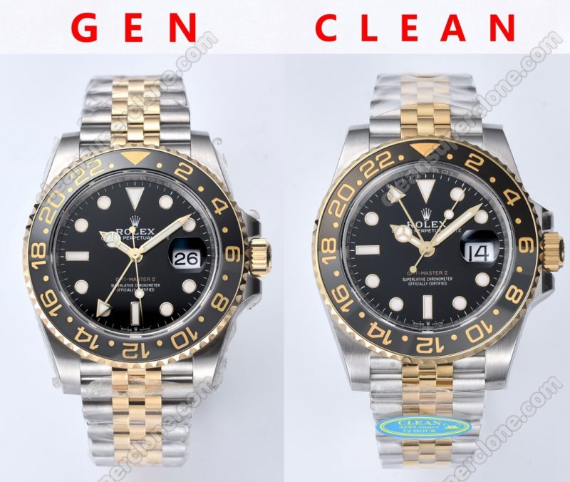 126713 1:1 replica watch and the genuine what is the difference Clean Factory Rolex black grey Gmt-master ll Mechanical Men
