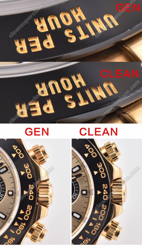 rolex super clone watch compare the difference between the genuine Clean Factory champagne Daytona 116518 Mechanical Men
2