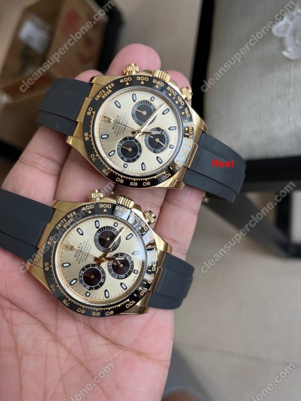 rolex super clone watch compare the difference between the genuine Clean Factory champagne Daytona 116518 Mechanical Men
8