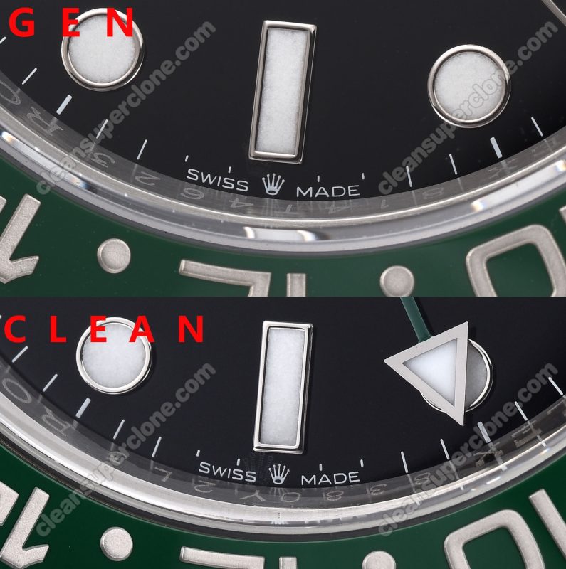 rolex super clone watch compare the difference between the genuine Clean Factory green black Gmt-master ll 126720 Mechanical Men
9