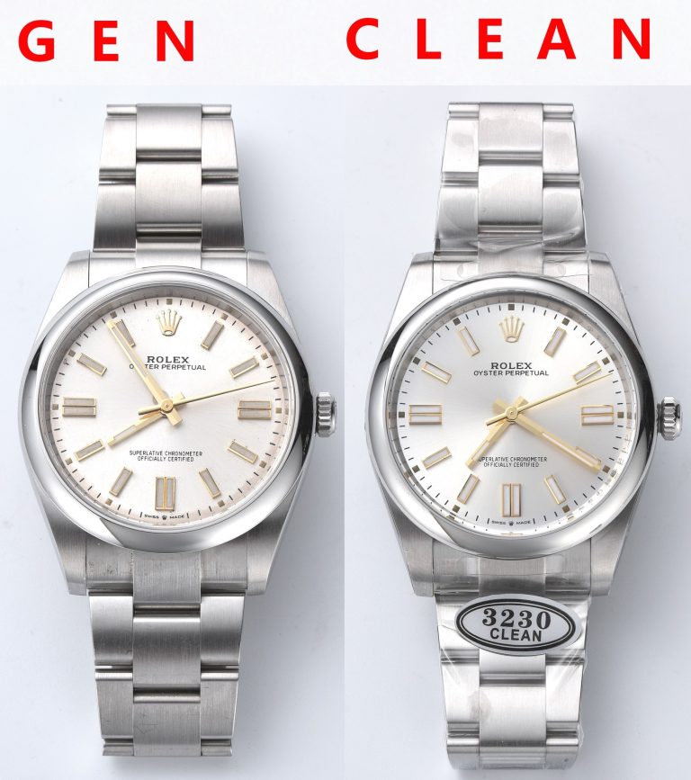 Oyster perpetual replica watch and the original What is the difference Clean Factory silver Rolex 124300 Mechanical Men