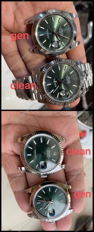 rolex super clone watch compare the difference between the genuine Clean Factory green Dateiust 126334 Mechanical Men
9