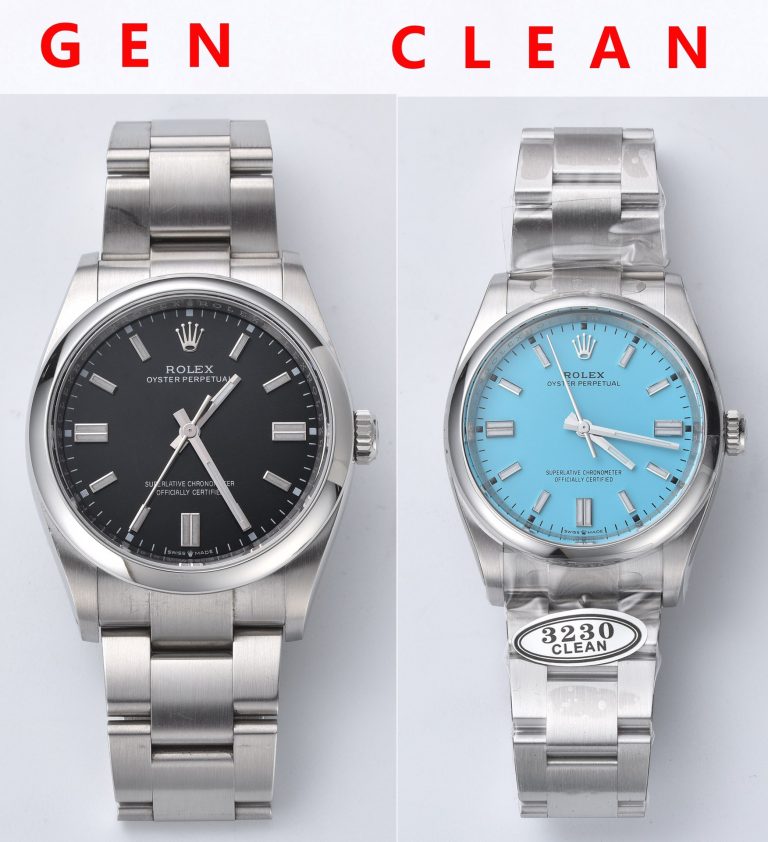 Oyster perpetual replica watch and the original What is the difference Clean Factory Tiffany blue Rolex 126000 Mechanical Men