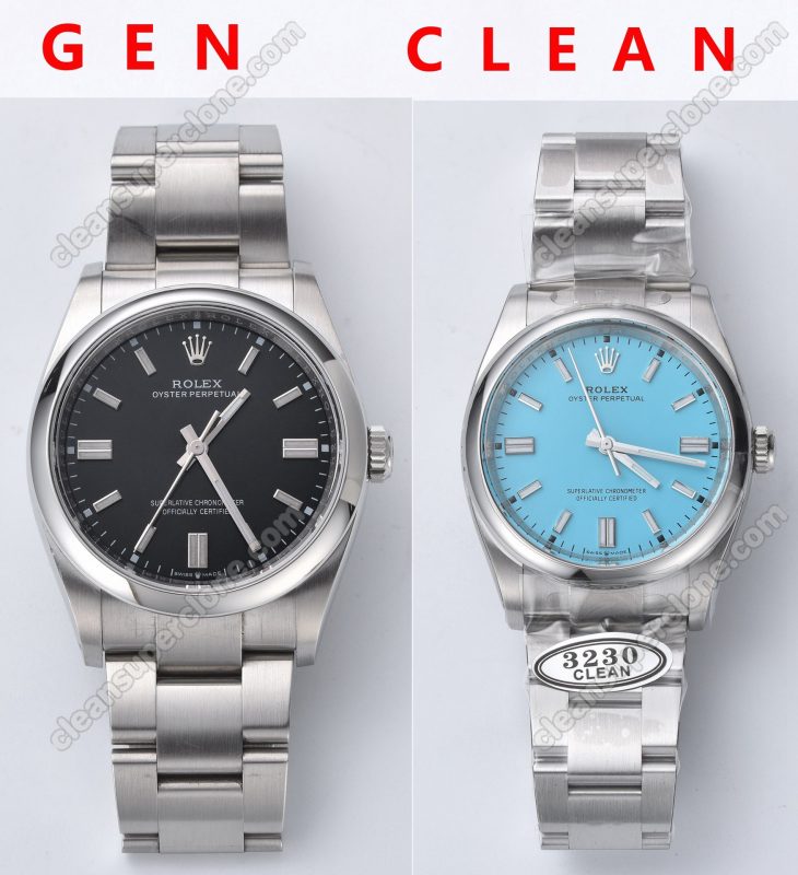 Oyster perpetual replica watch and the original What is the difference Clean Factory Tiffany blue Rolex 126000 Mechanical Men
