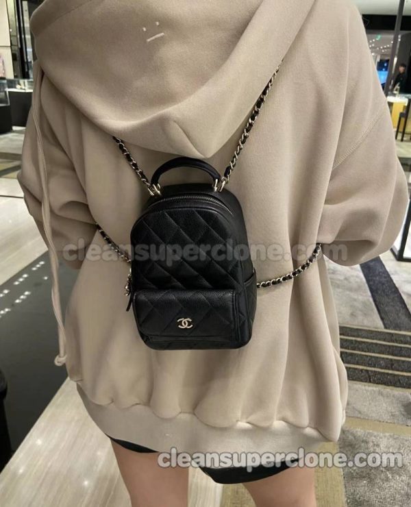 cowhide bag 1:1 Copy description and price black Chanel backpack women 2