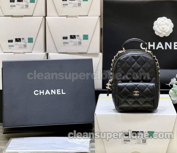 cowhide bag 1:1 Copy description and price black Chanel backpack women 3