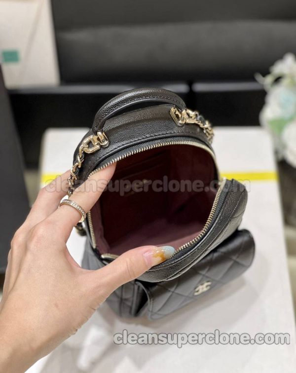 cowhide bag 1:1 Copy description and price black Chanel backpack women 7