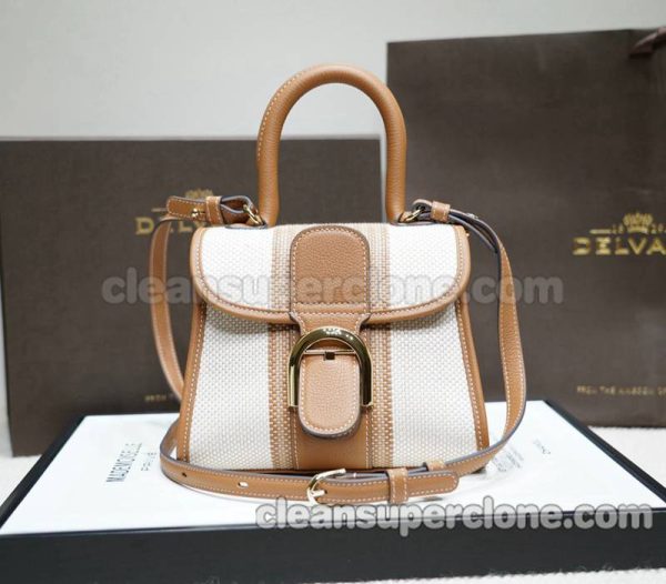 Delvaux bag Super Clone picture and price Brown and White Handbag cowhide women