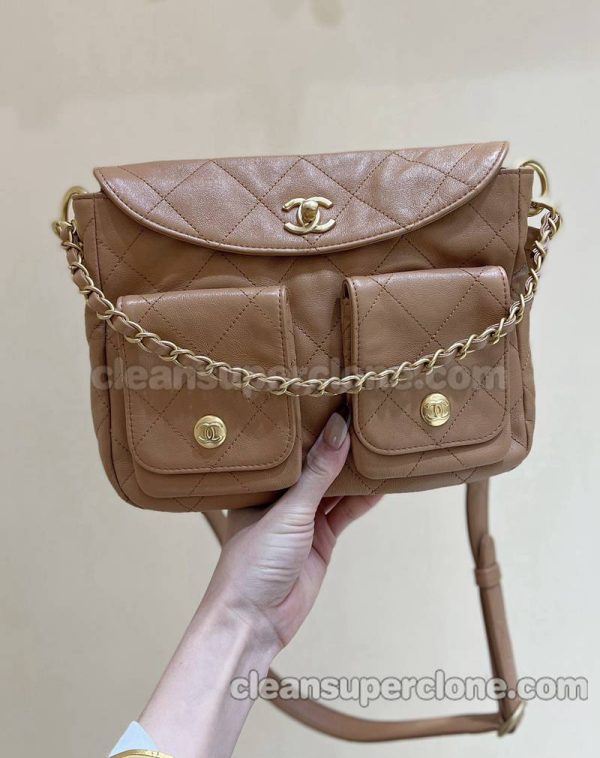 cowhide bag 1:1 Copy description and price brown Small Chanel Crossbody women