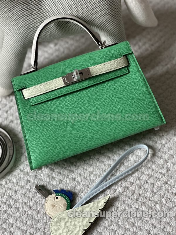 cowhide bag 1:1 Copy description and price Bubble green Hermes Handbag women