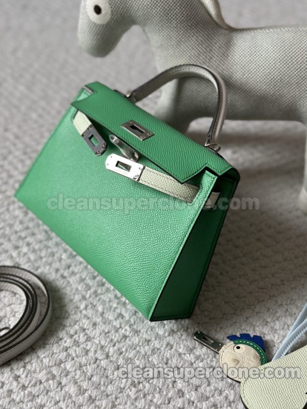 cowhide bag 1:1 Copy description and price Bubble green Hermes Handbag women 2