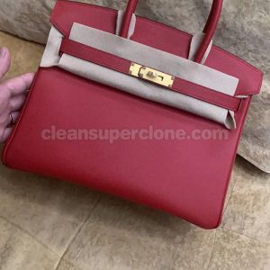 cowhide bag 1:1 Copy description and price red Hermes Handbag women