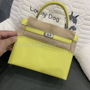 cowhide bag 1:1 Copy description and price yellow Hermes Handbag women