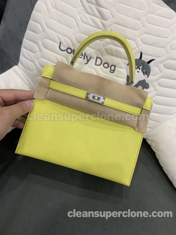 cowhide bag 1:1 Copy description and price yellow Hermes Handbag women