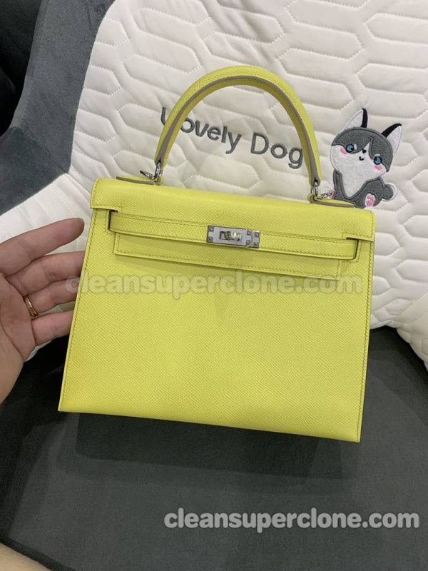 cowhide bag 1:1 Copy description and price yellow Hermes Handbag women 5